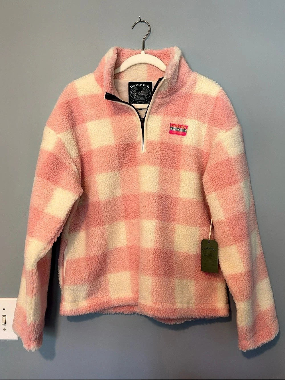 Dairy Boy Pink Gingham Mountain Fleece Pullover Medium